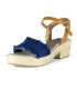 Eedge heel jeans sandals with leather buckle in red and brown for women