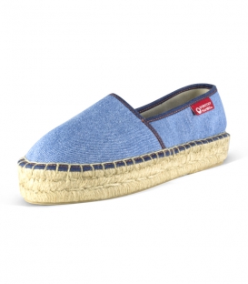 Jeans camping espadrilles with esparto platform sole for women