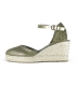 Valencian esparto wedge espadrilles shoes with metallic leather buckle for woman