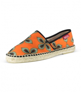 Alpargatas camping estampadas con suela de yute natural para hombre en colores naranja y verde