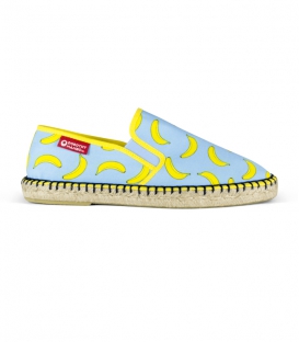 Alpargatas estilo mocasín estampadas con suela de esparto para hombre en tonos verde, azul y amarillo