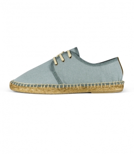 Blucher espadrilles shoes with esparto sole and laces for men in blue tone
