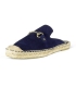 Espadrilles slippers with flat jute sole for women in dark navy blue