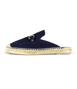 Sandalias babuchas con suela plana de esparto para mujer en color azul marino
