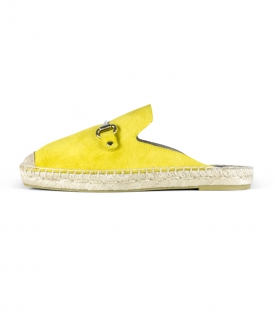 Sandalias babuchas con suela plana de esparto para mujer en color amarillo