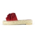 Alpargatas de cuero tipo pala con suela plana de yute para mujer en color rojo