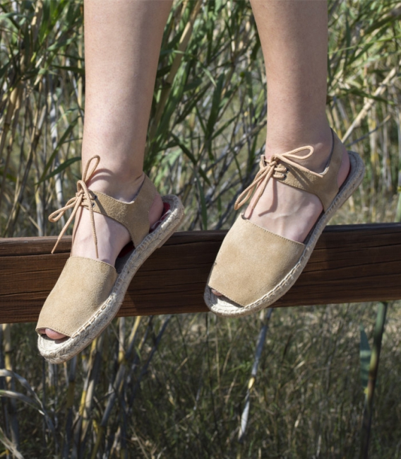 Hand-sewn esparto menorcan abarca espadrilles with for women