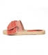 Espadrille espadrilles type shovel with sole of platform double of esparto for woman in red color with red pompom of adornment