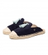 Espadrilles slippers with flat jute sole for women in dark navy blue