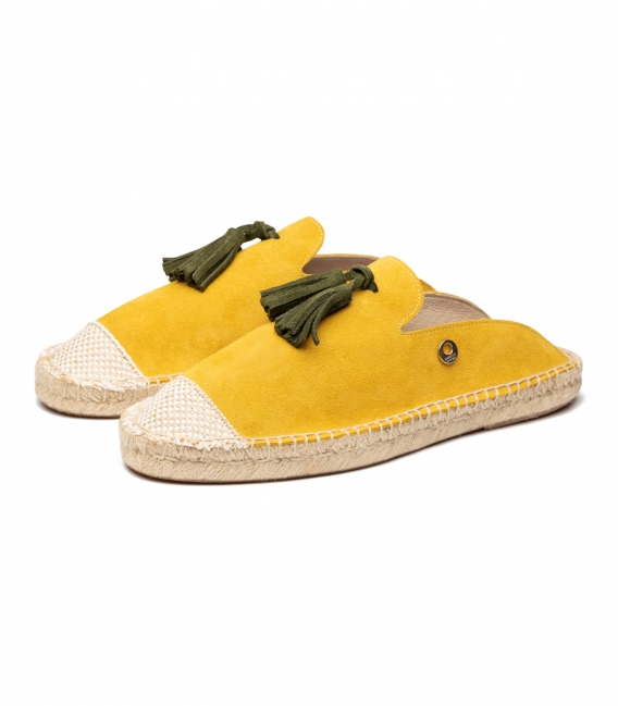 Espadrilles slippers with flat jute sole for women in dark navy blue
