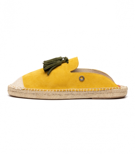 Espadrilles slippers with flat jute sole for women in dark navy blue
