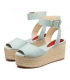 Sandalias de serraje azul con plataforma de esparto para mujer online